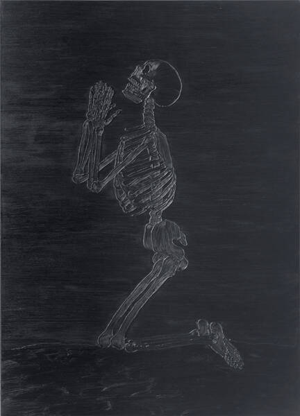 Totentanz V, 2010, 180 x 130 cm, Öl und Silikon auf Leinwand
