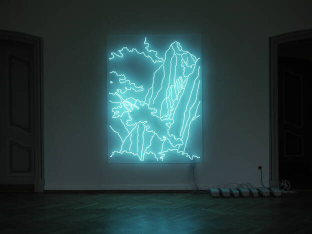 K.H.K.H. (Neon), 2014, 210 x 155 x 15 cm, Foto: Maria Sewcz