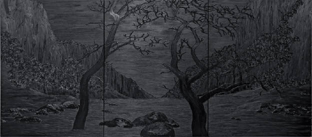 C.D.F.C.D.F.C.D.F.C.D.F. (Undead), 2008, 240 x 540 cm, Öl und Silikon auf Leinwand, Private Collection Berlin