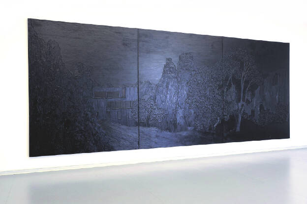 N.N.S.W.P.V.R.E.K.C.D.F. (Undead), 2013, 270 x 675 cm, Öl und Silikon auf Leinwand